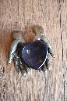  Blue Goldstone Heart Thumb Stone