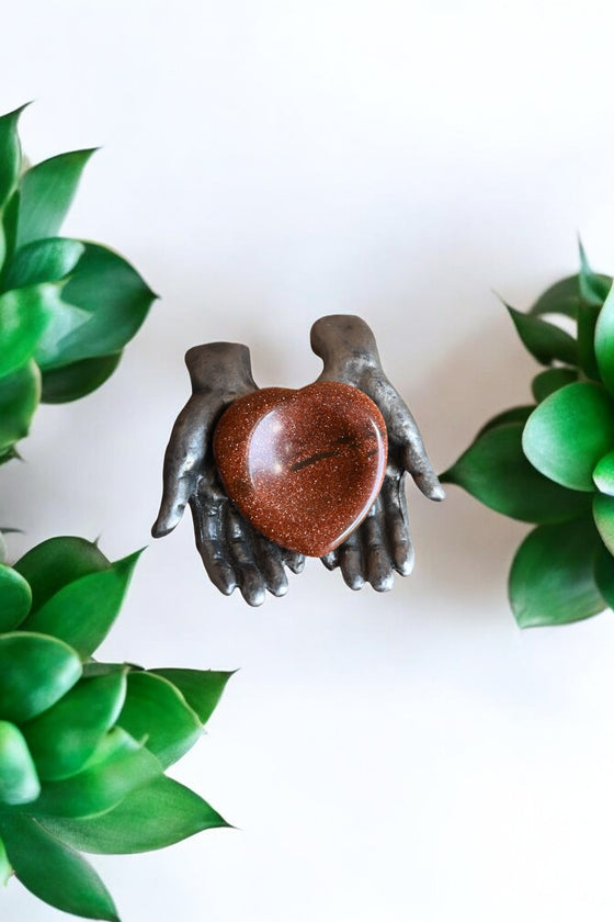 Red Goldstone Heart Thumb Stone