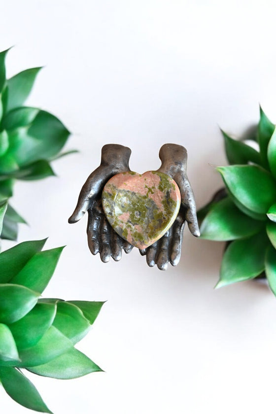 Unakite Heart Thumb Stone