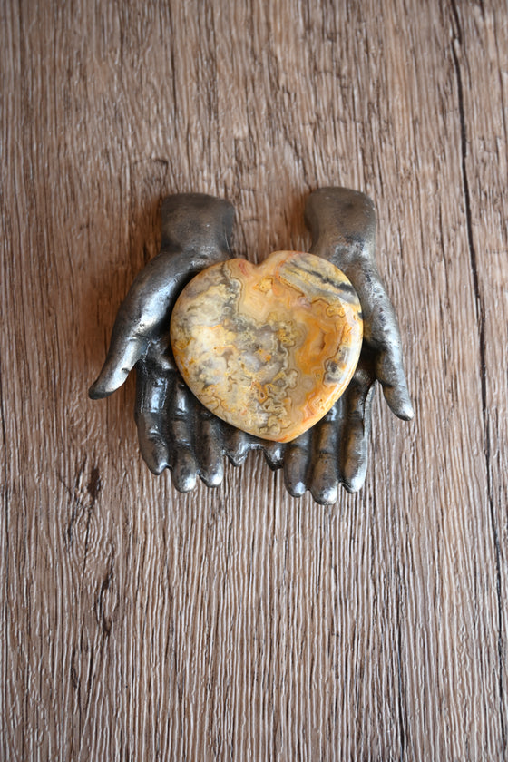 Crazy Lace Agate Heart Thumb Stone