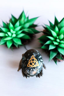  Moss Agate Triquetra Pillowstone